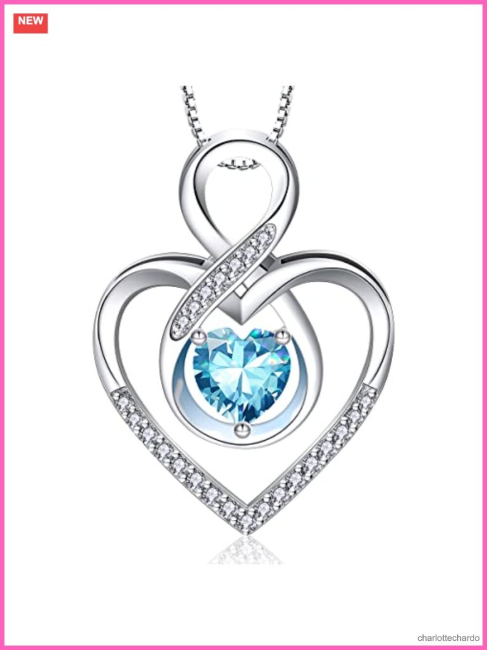 925 Sterling Silver Infinity Heart Pendant Necklace